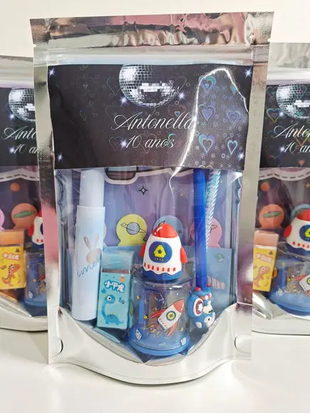 Kit Papelaria Saquinho Zip Personalizado Disco Party