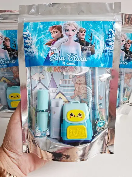 Kit Papelaria Saquinho Zip Personalizado Frozen