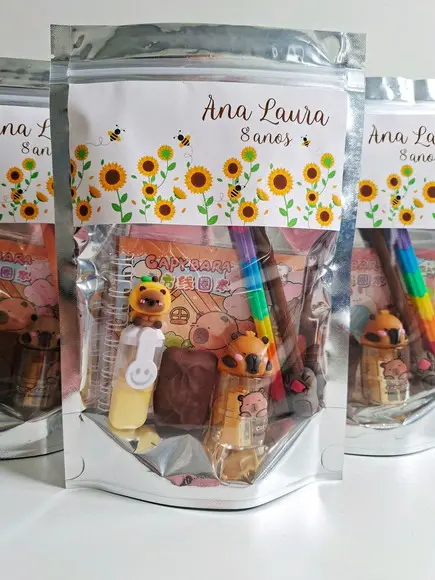 Kit Papelaria Saquinho Zip Personalizado Girassol