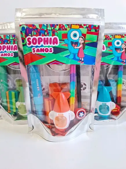 Kit Papelaria Saquinho Zip Personalizado Glow Park