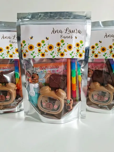 Kit Papelaria Saquinho Zip Personalizado Girassol