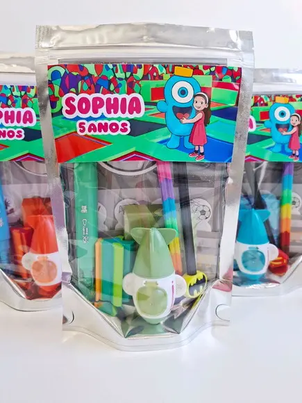 Kit Papelaria Saquinho Zip Personalizado Glow Park