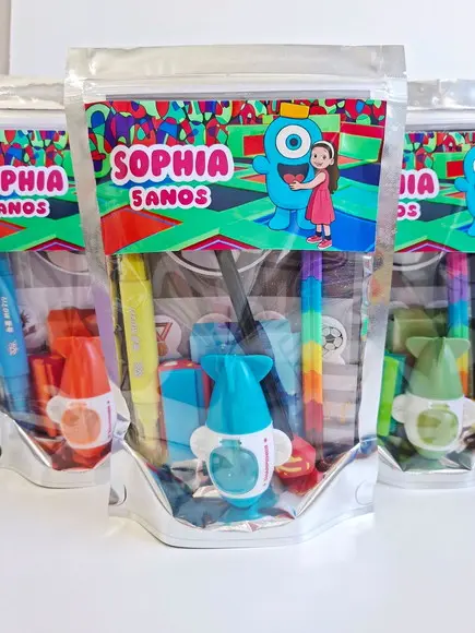 Kit Papelaria Saquinho Zip Personalizado Glow Park