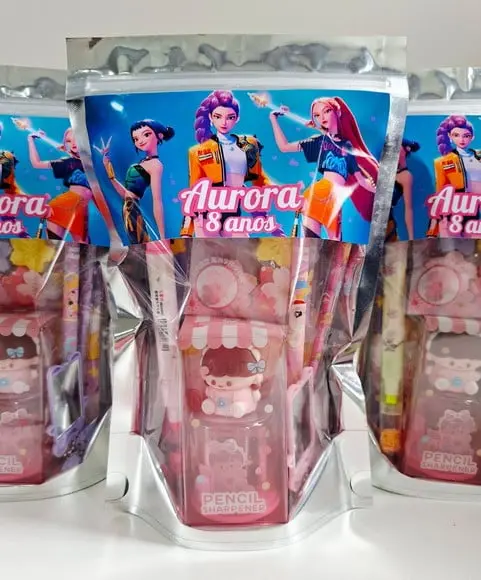 Kit Papelaria Saquinho Zip Personalizado Guerreiras do K-pop