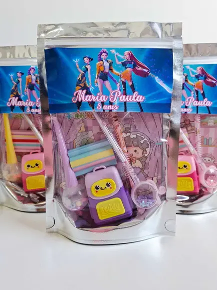 Kit Papelaria Saquinho Zip Personalizado Guerreiras do Kpop