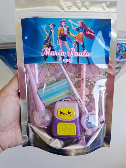 Kit Papelaria Saquinho Zip Personalizado Guerreiras do Kpop