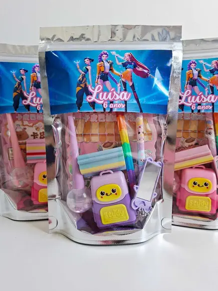 Kit Papelaria Saquinho Zip Personalizado Guerreiras do Kpop