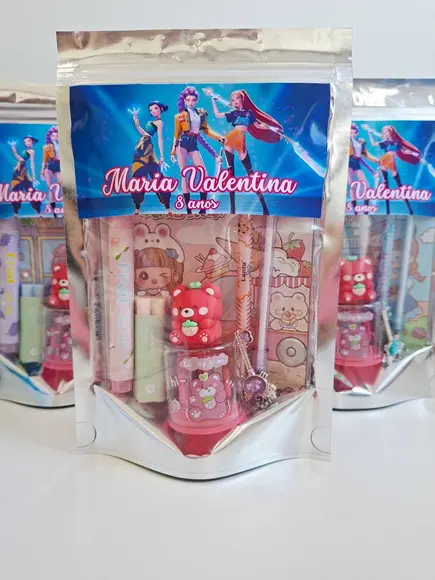 Kit Papelaria Saquinho Zip Personalizado Guerreiras Kpop