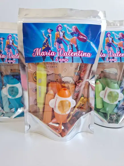 Kit Papelaria Saquinho Zip Personalizado Guerreiras Kpop