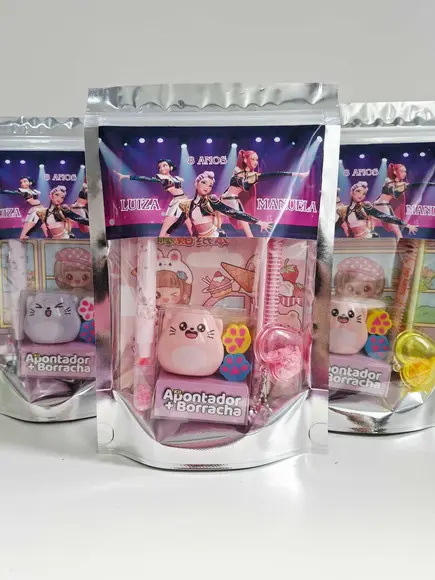Kit Papelaria Saquinho Zip Personalizado Guerreiras Kpop