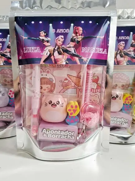 Kit Papelaria Saquinho Zip Personalizado Guerreiras Kpop