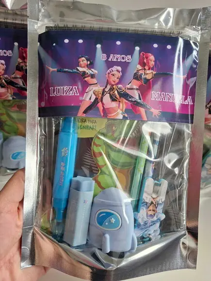 Kit Papelaria Saquinho Zip Personalizado Guerreiras Kpop