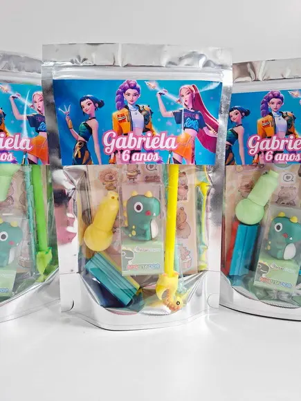 Kit Papelaria Saquinho Zip Personalizado Guerreiras Kpop