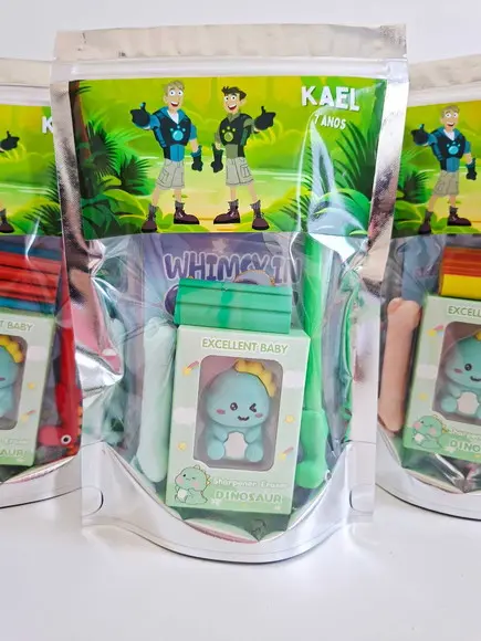 Kit Papelaria Saquinho Zip Personalizado Irmãos Kratts