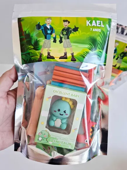 Kit Papelaria Saquinho Zip Personalizado Irmãos Kratts
