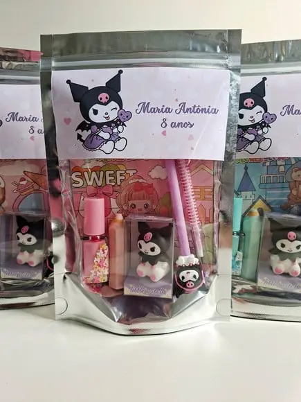 Kit Papelaria Saquinho Zip Personalizado Kuromi