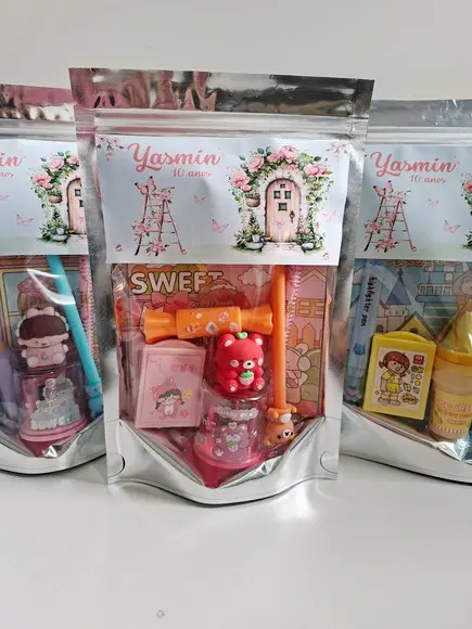 Kit Papelaria Saquinho Zip Personalizado Jardim Borboletas