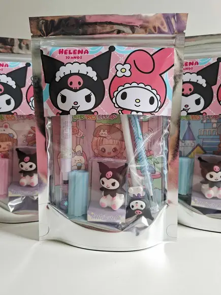 Kit Papelaria Saquinho Zip Personalizado Kuromi