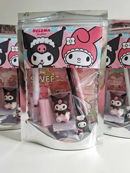 Kit Papelaria Saquinho Zip Personalizado Kuromi