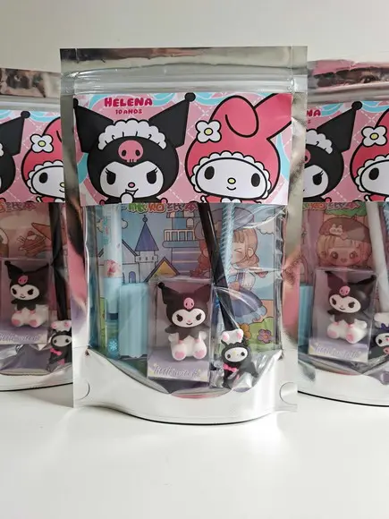 Kit Papelaria Saquinho Zip Personalizado Kuromi