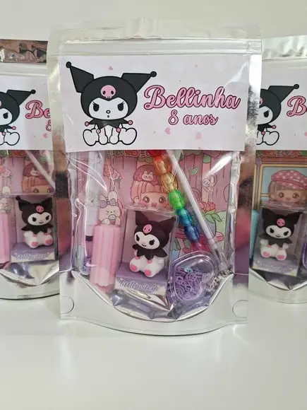 Kit Papelaria Saquinho Zip Personalizado Kuromi