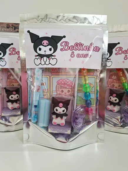 Kit Papelaria Saquinho Zip Personalizado Kuromi