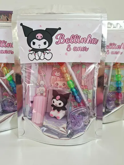 Kit Papelaria Saquinho Zip Personalizado Kuromi