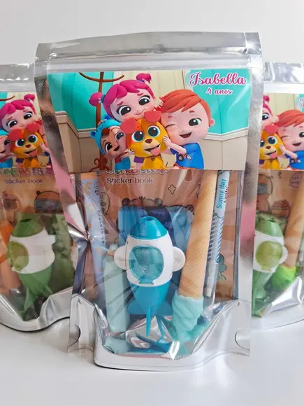 Kit Papelaria Saquinho Zip Personalizado Little Angel