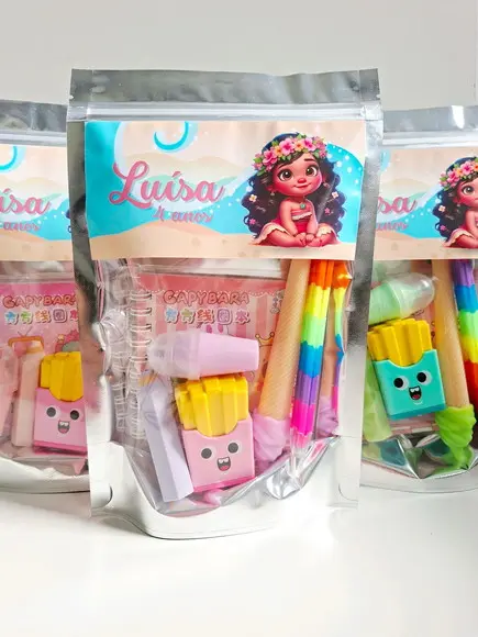 Kit Papelaria Saquinho Zip Personalizado Moana