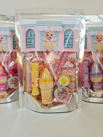 Kit Papelaria Saquinho Zip Personalizado Patisserie