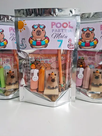 Kit Papelaria Saquinho Zip Personalizado Pool Party