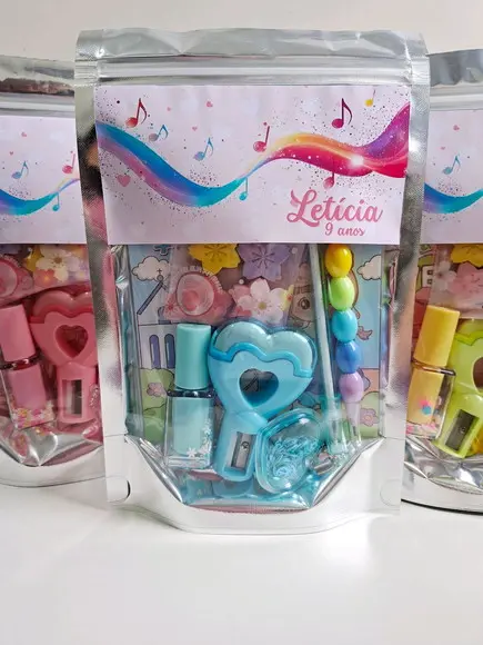 Kit Papelaria Saquinho Zip Personalizado Música