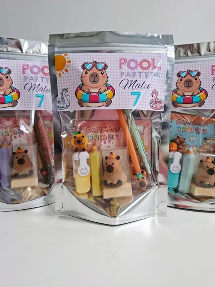 Kit Papelaria Saquinho Zip Personalizado Pool Party