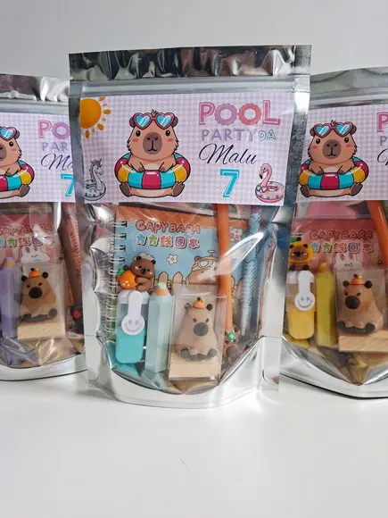 Kit Papelaria Saquinho Zip Personalizado Pool Party