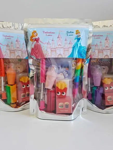 Kit Papelaria Saquinho Zip Personalizado Princesas
