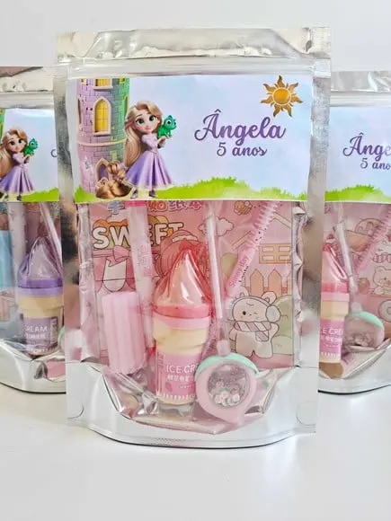 Kit Papelaria Saquinho Zip Personalizado Rapunzel
