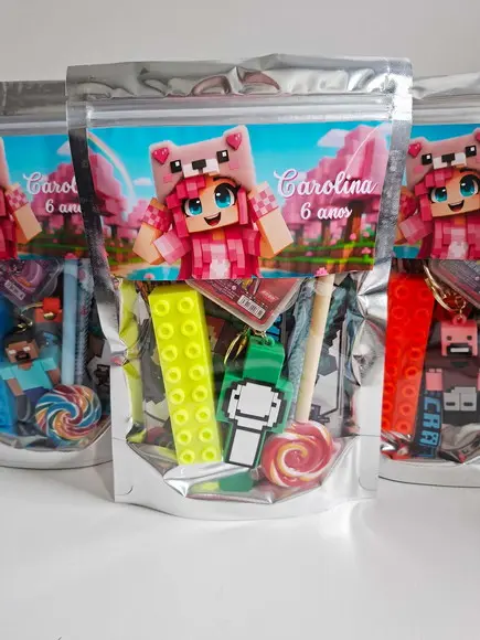 Kit Papelaria Saquinho Zip Personalizado Roblox