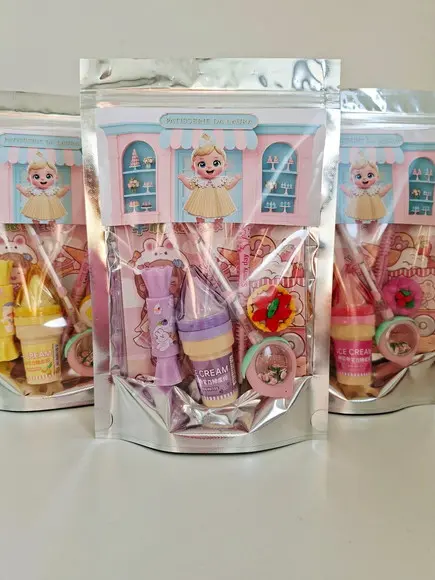 Kit Papelaria Saquinho Zip Personalizado Patisserie