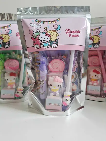 Kit Papelaria Saquinho Zip Personalizado Sanrio