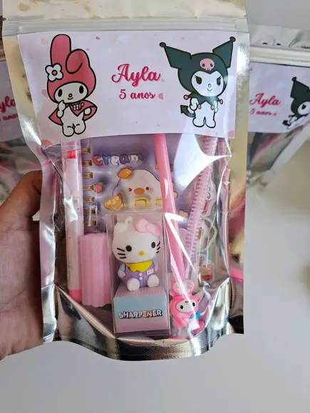 Kit Papelaria Saquinho Zip Personalizado Sanrio