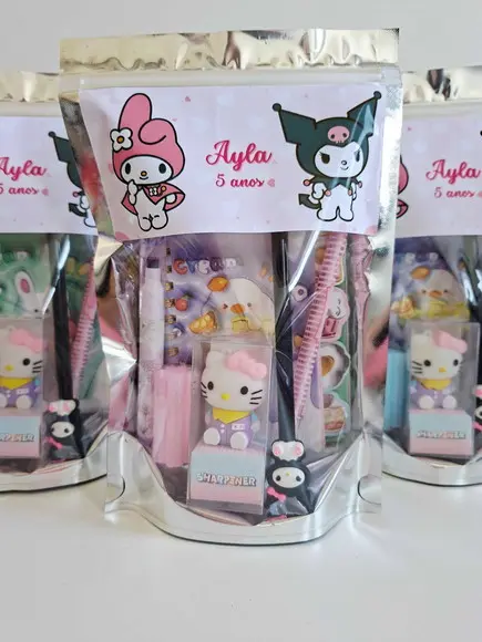 Kit Papelaria Saquinho Zip Personalizado Sanrio