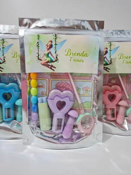 Kit Papelaria Saquinho Zip Personalizado Tinker Bell