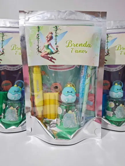 Kit Papelaria Saquinho Zip Personalizado Tinker Bell