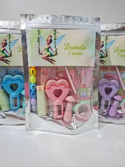 Kit Papelaria Saquinho Zip Personalizado Tinker Bell