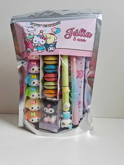 Kit Premium Papelaria Fofa Saquinho com 6 Itens Sanrio