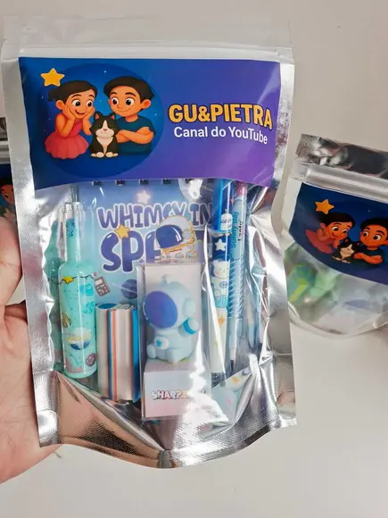 Kit Papelaria Saquinho Zip Personalizado Youtuber