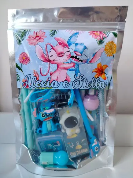 Kit Presente Papelaria Fofa Saquinho Lembrancinha Stitch