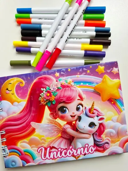 Livro de Colorir Personalizado Capa Dura Unicórnio