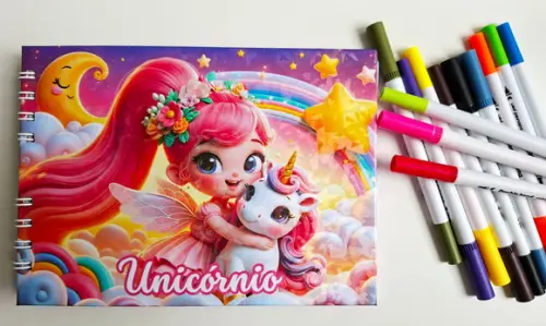 Livro de Colorir Personalizado Capa Dura Unicórnio