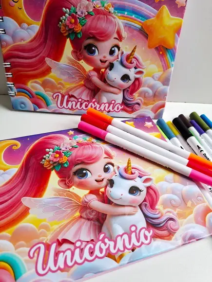 Livro de Colorir Personalizado Capa Dura Unicórnio
